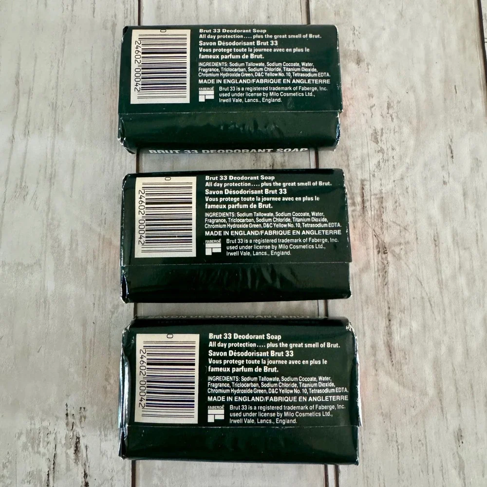 Vintage Faberge Brut 33 Deodorant Soap 4 oz Bars Lot of 3 NEW Sealed